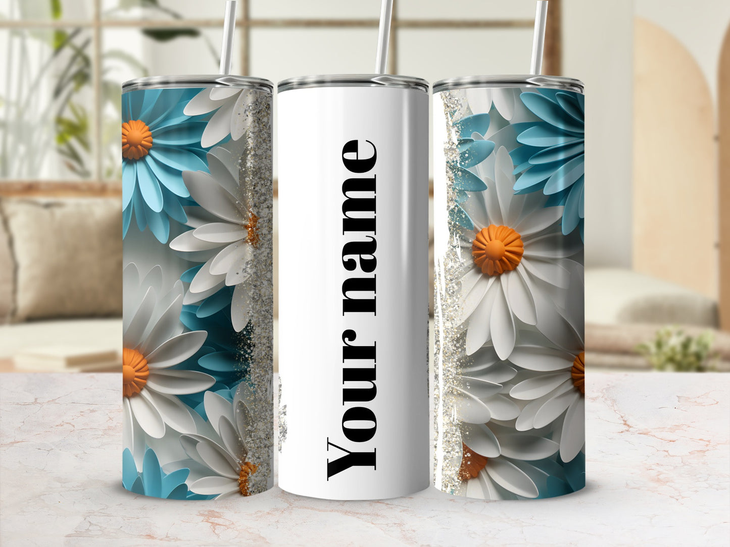 Personalized Floral Tumbler with Custom Name Design