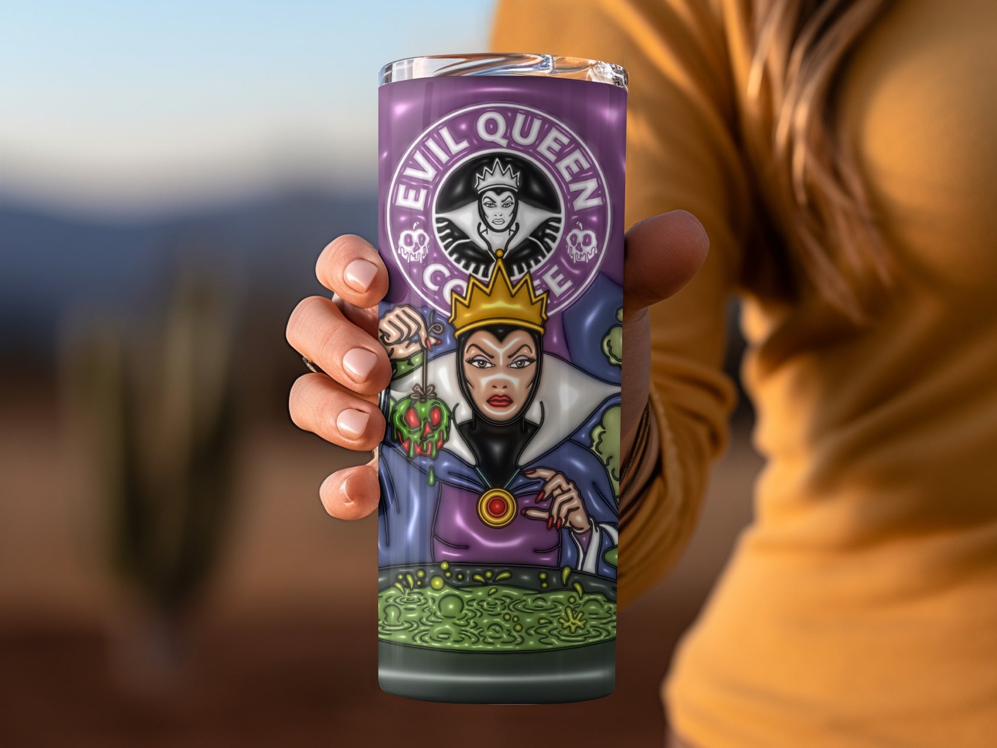 Evil Queen Holding Poisoned Apple Travel Tumbler