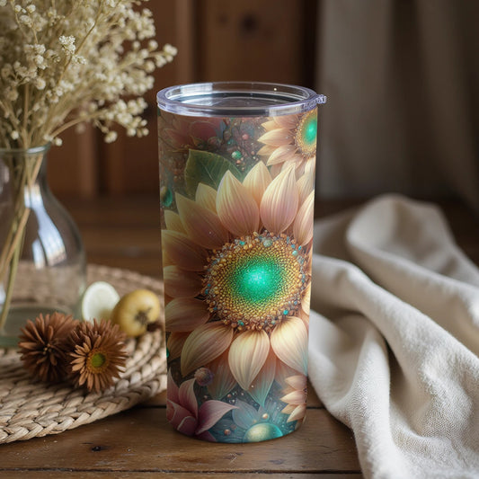 Sunflower Fantasy Glow Insulated Travel Tumbler Cup