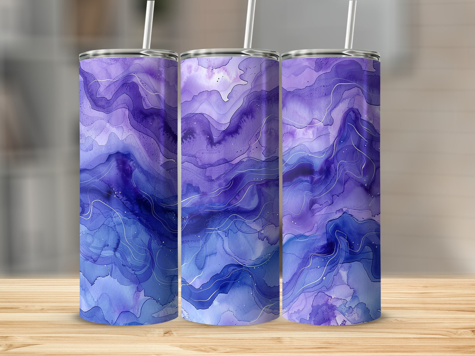 Abstract Purple and Blue Swirl Design Tumbler