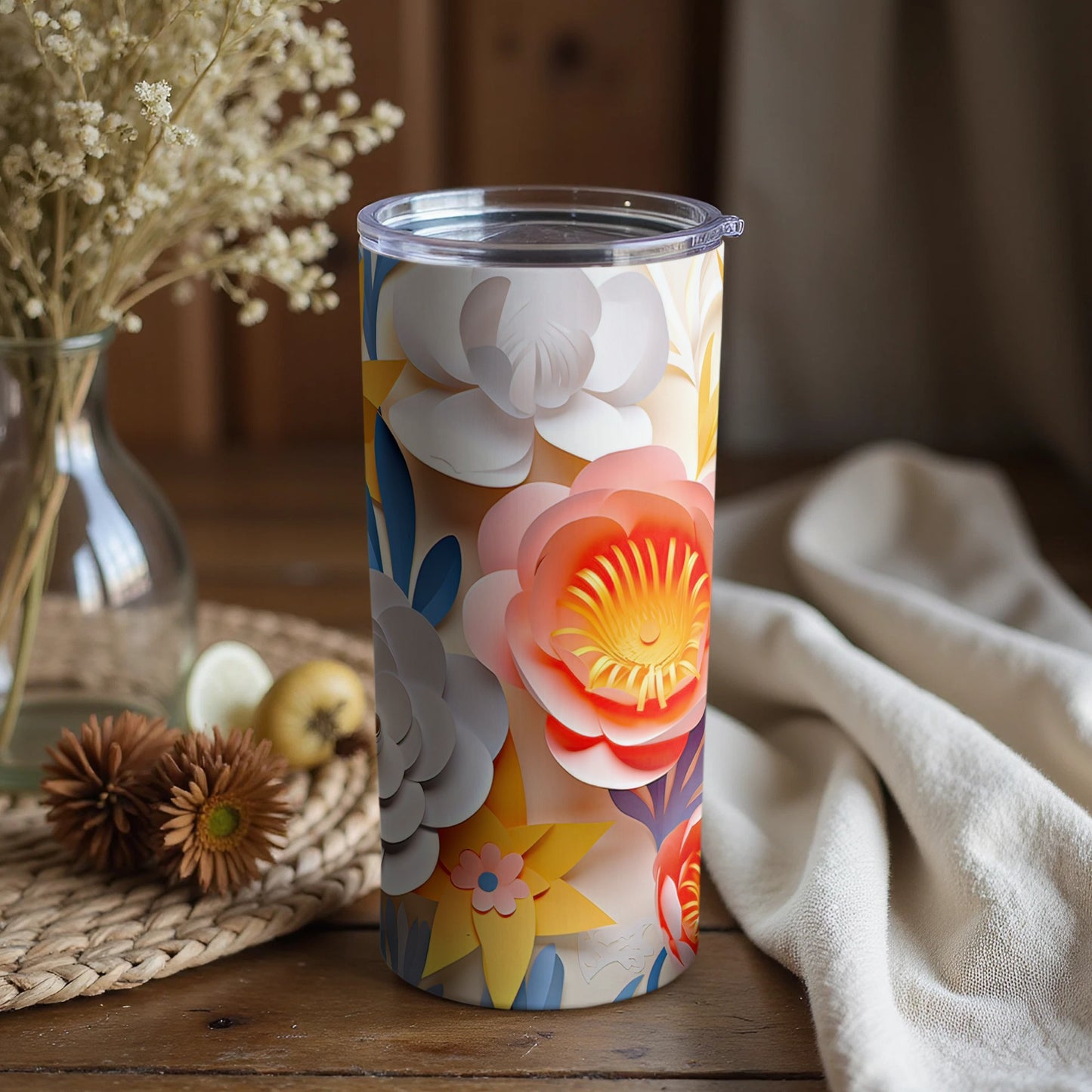 Colorful Floral Patterned Tumbler for Beverage Lovers