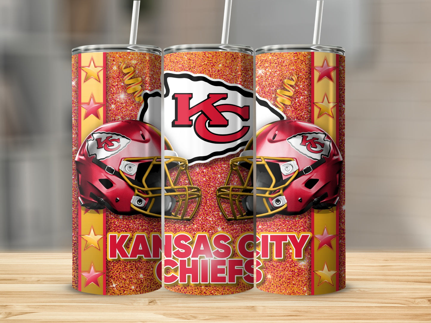 Kansas City Chiefs Helmets with Logo Background Tumblers
