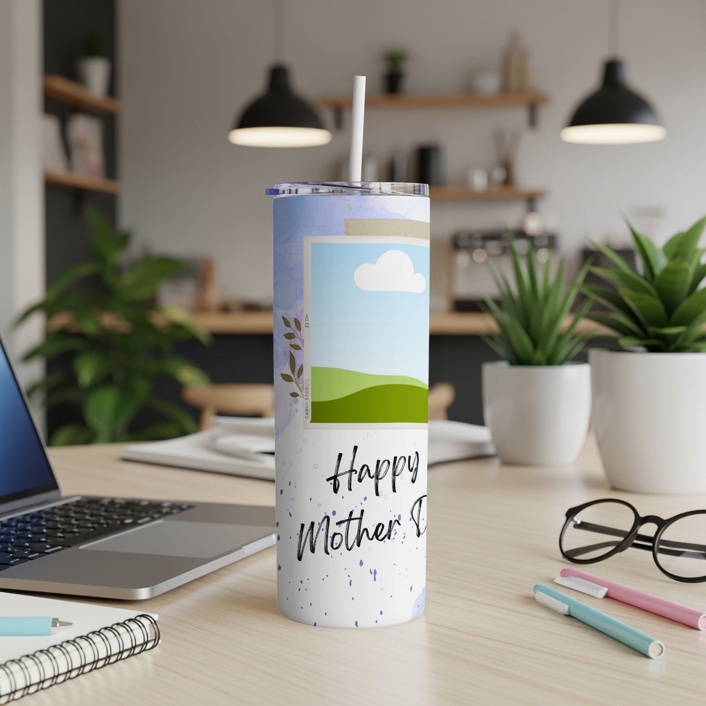 Tumbler with "Happy Mother's Day" text and a photo frame placeholder.