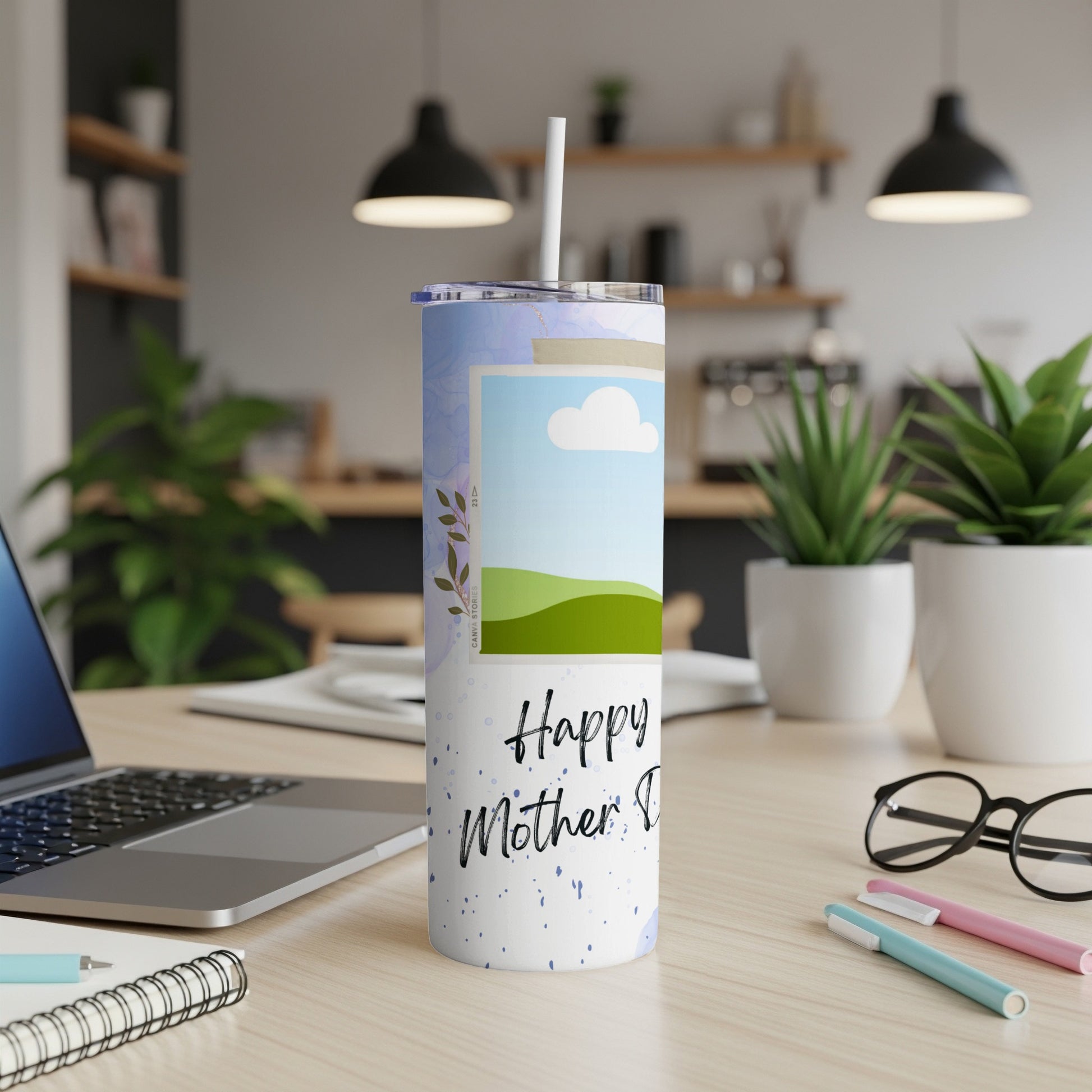 Tumbler with "Happy Mother's Day" text and a photo frame placeholder.