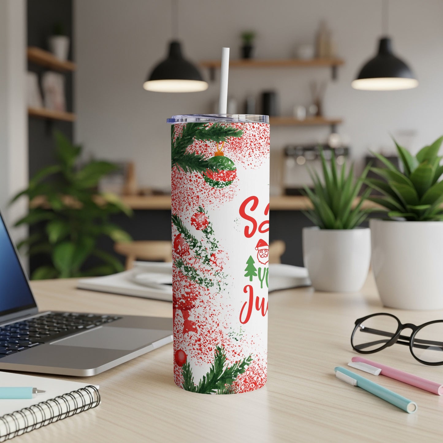 Santa, you just make my Christmas glitter tumbler with straw.