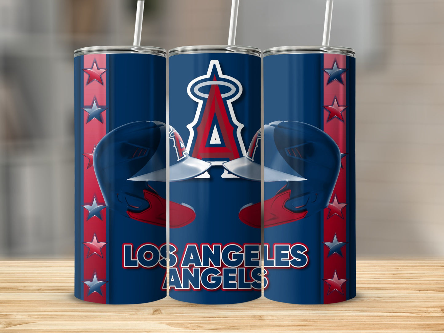 Los Angeles Angels Helmets Logo Stars Design Tumblers