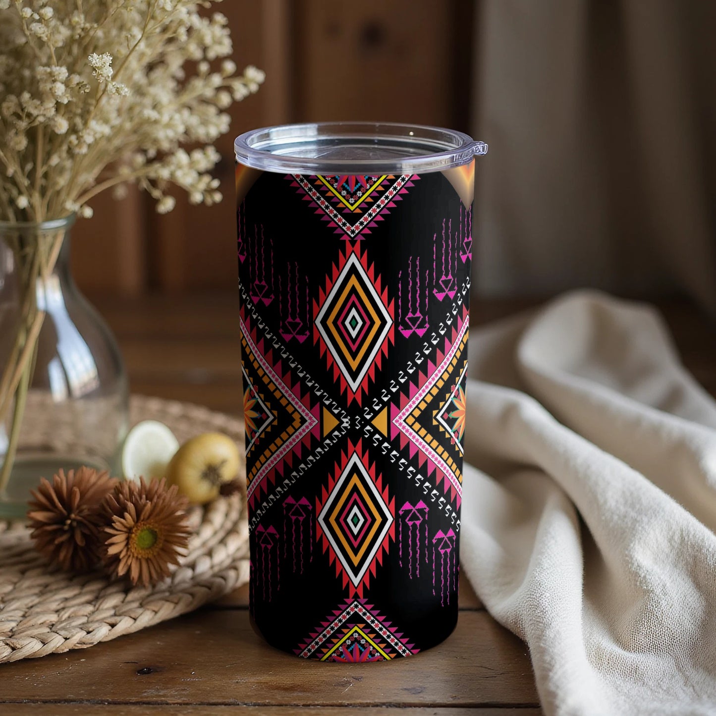 Vibrant Tribal Pattern Insulated Tumbler Cup
