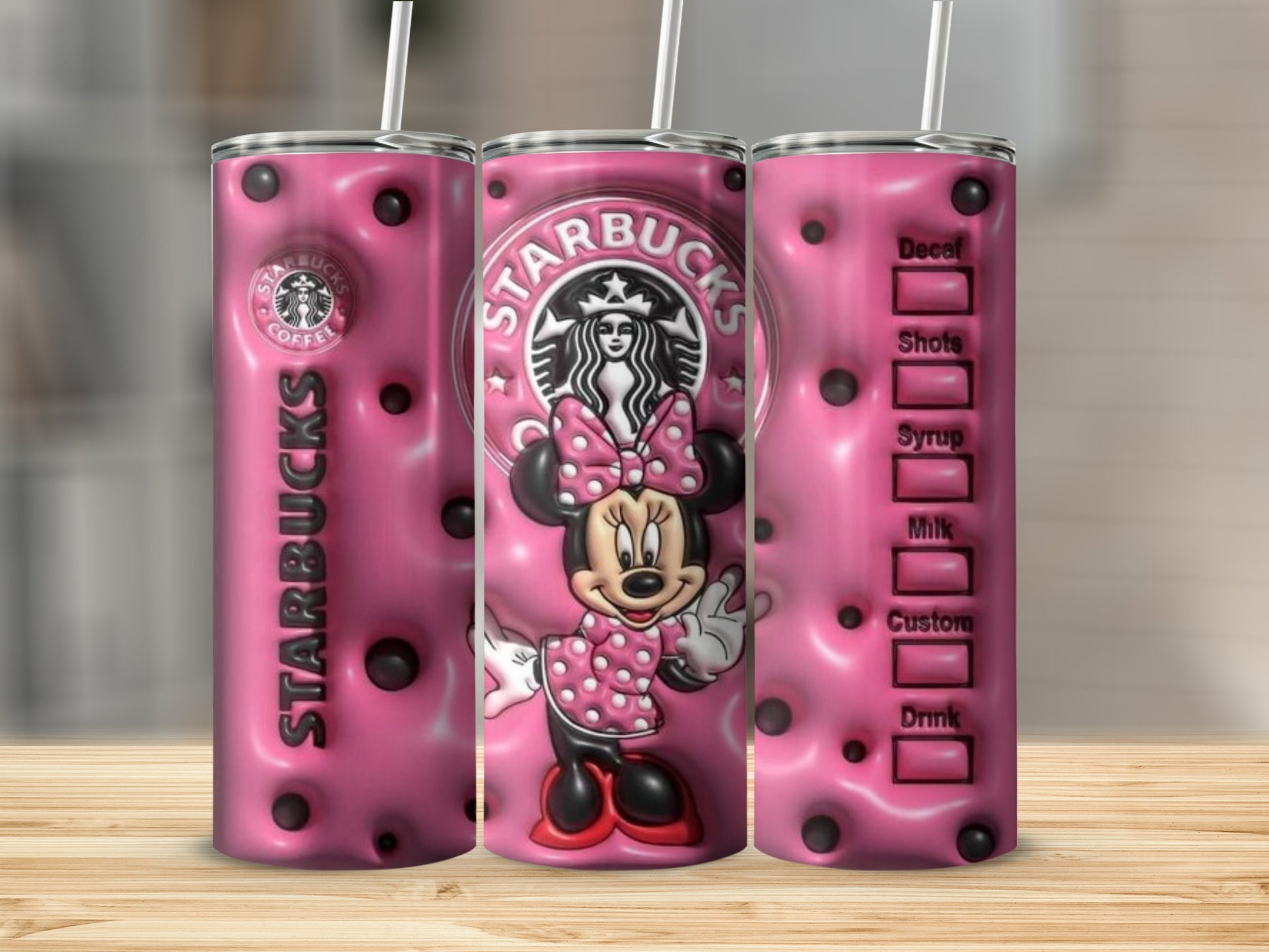 Pink Starbucks Minnie Mouse Theme Custom Tumbler Cup