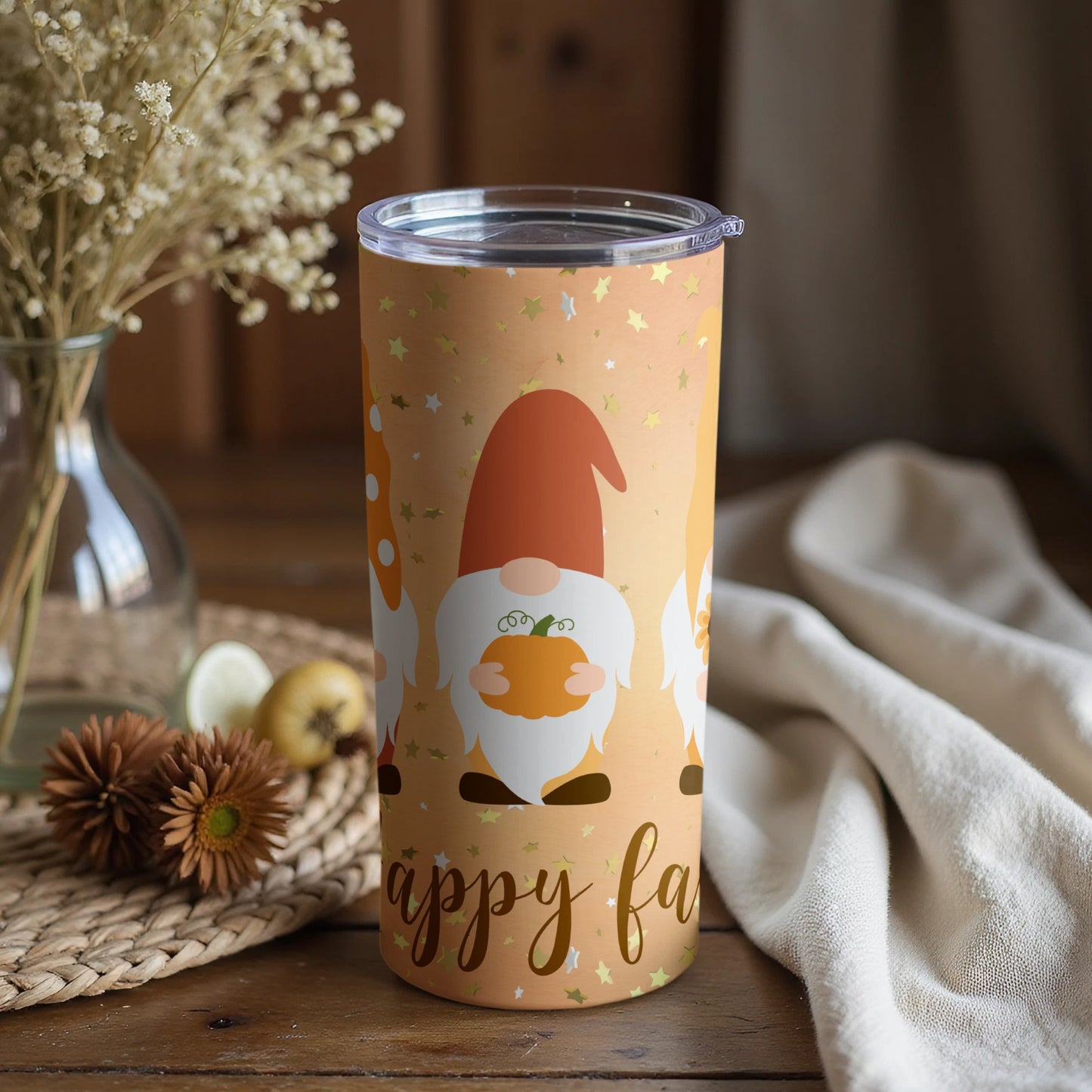 Happy Fall Gnome Artwork Insulated Tumbler for Drinks