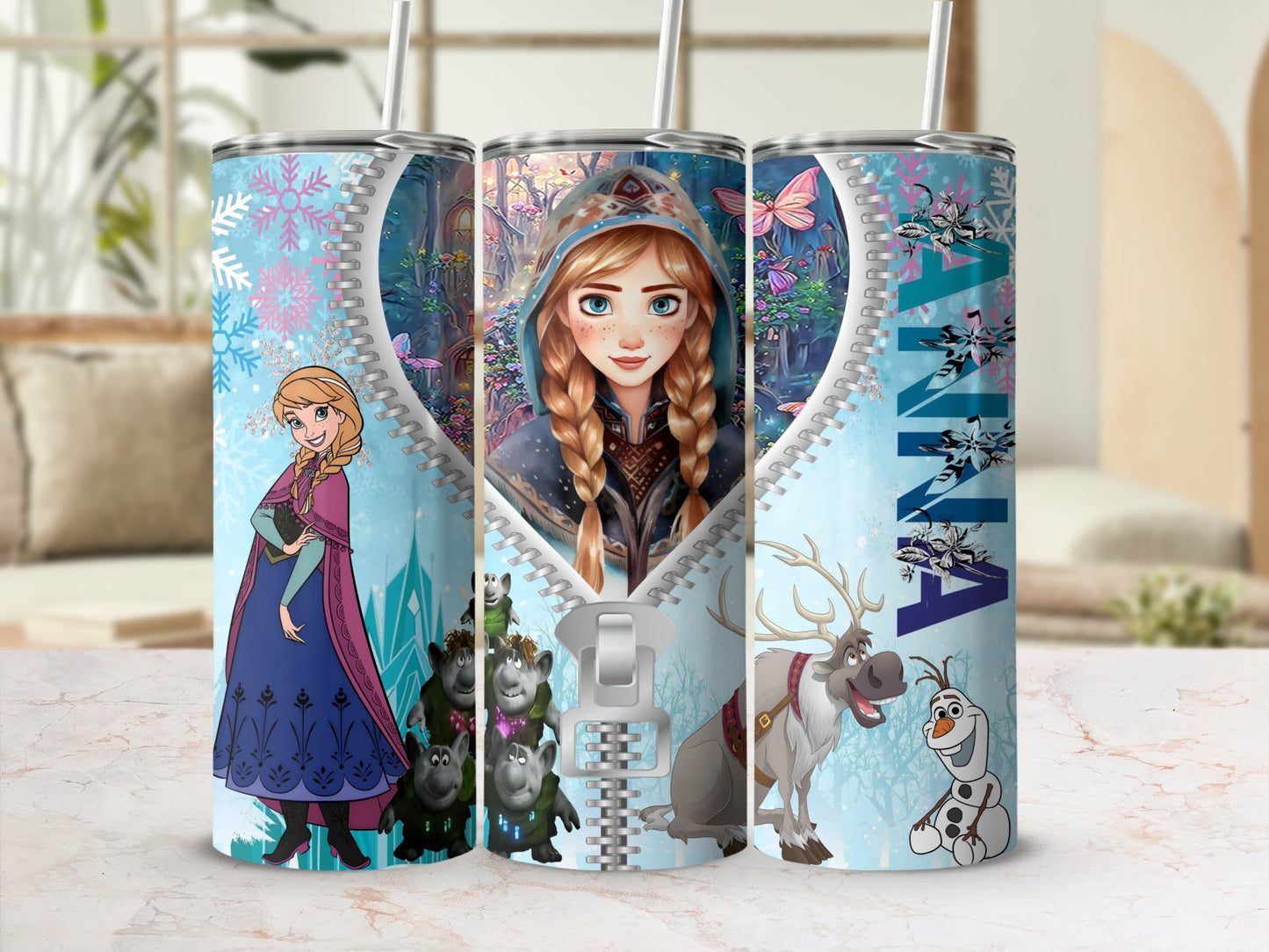Frozen Anna Olaf Sven Characters Tumbler Cup
