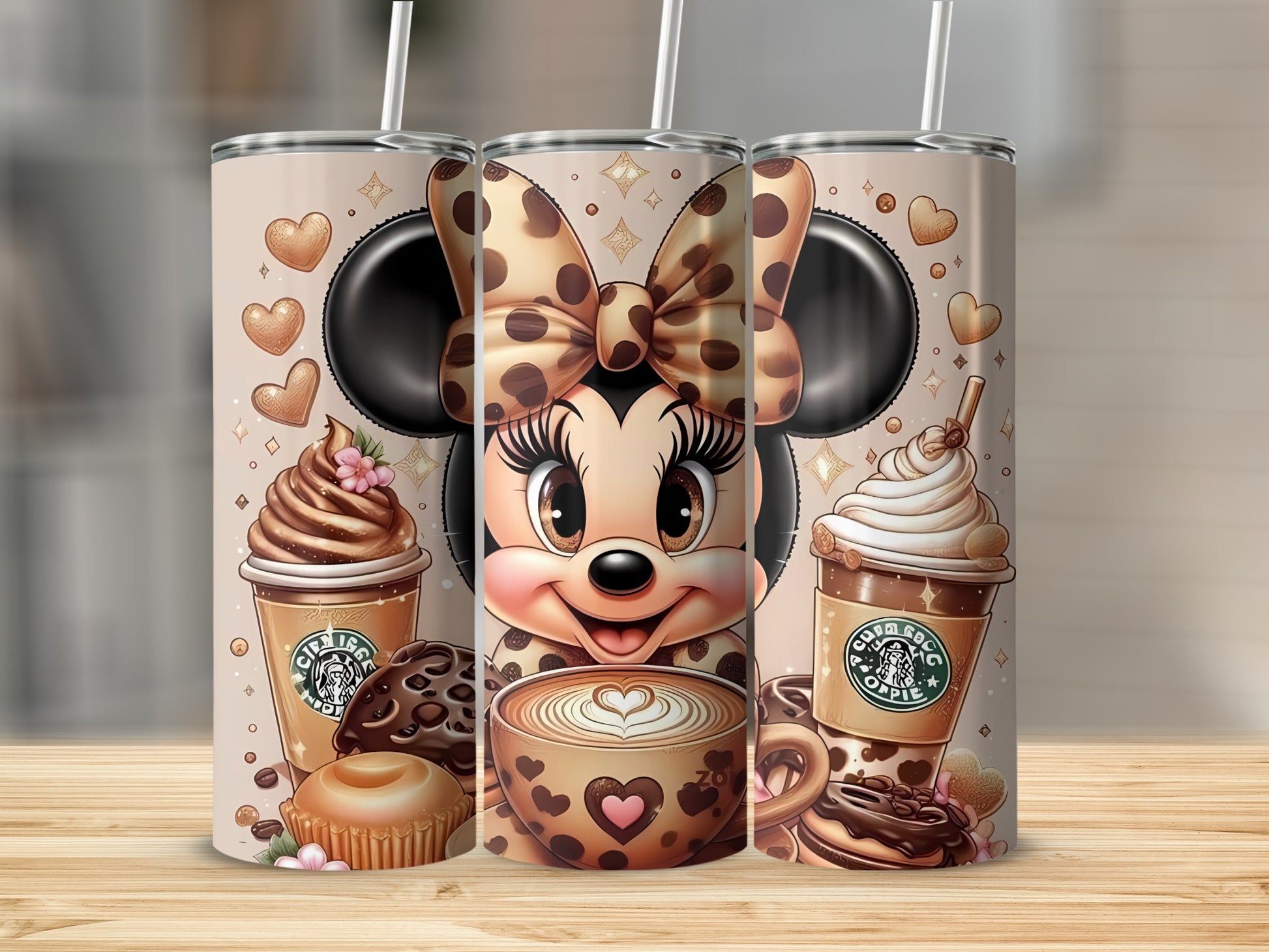 Minnie with Coffee Tumbler Customized Art Design