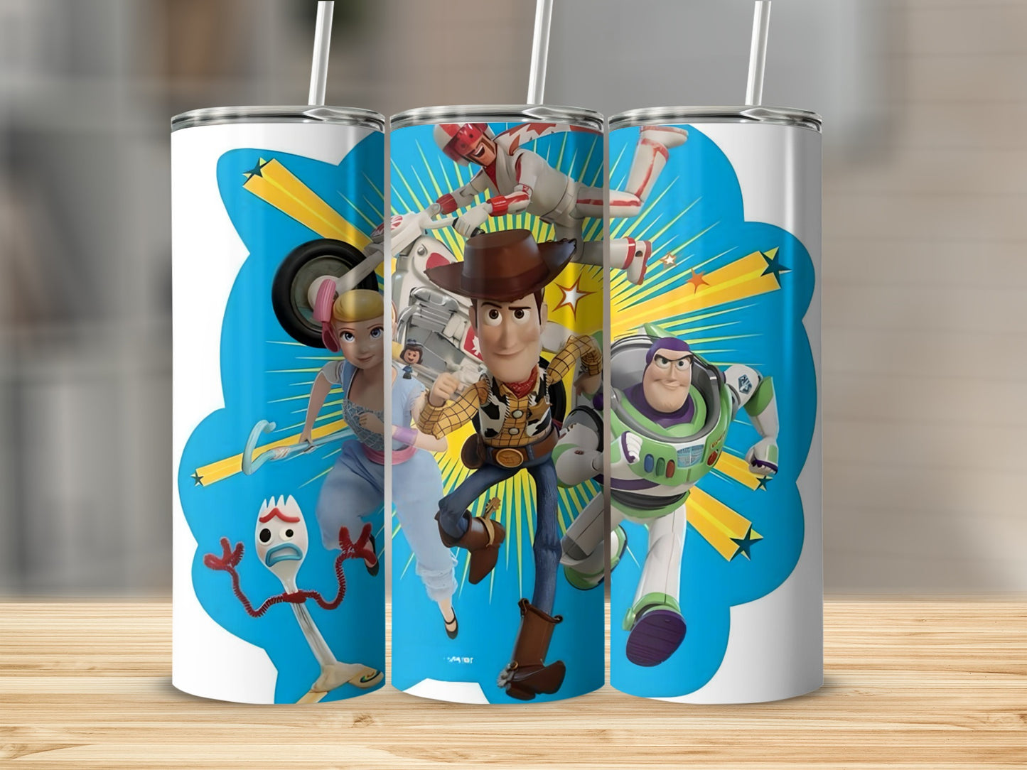 Colorful Tall Tumbler Featuring Iconic Characters Design