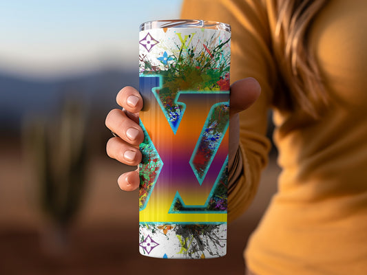 Vibrant Multicolor Splash Art Tumbler Cup Design