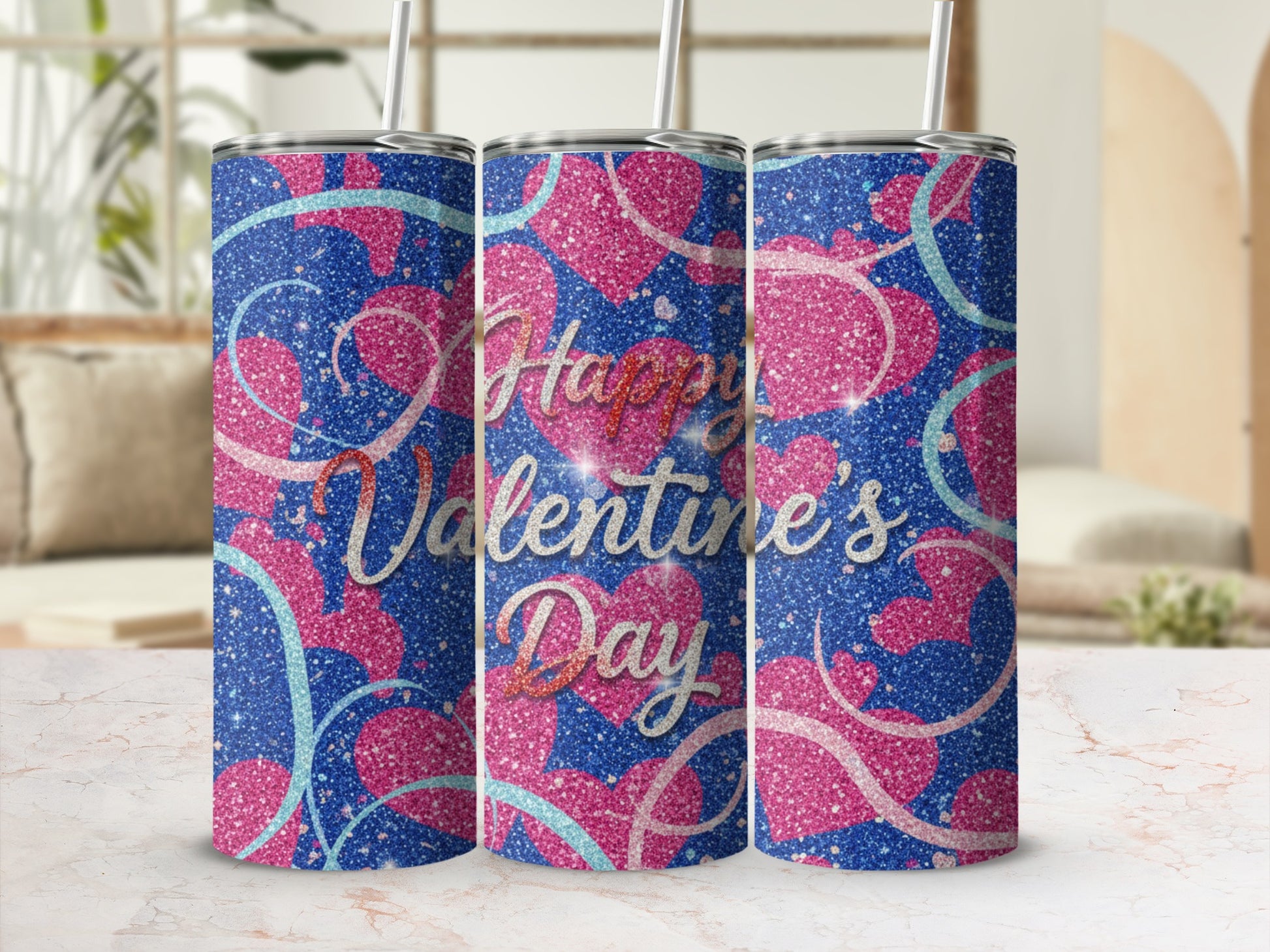 Happy Valentine's Day Glitter Tumbler for All Occasions