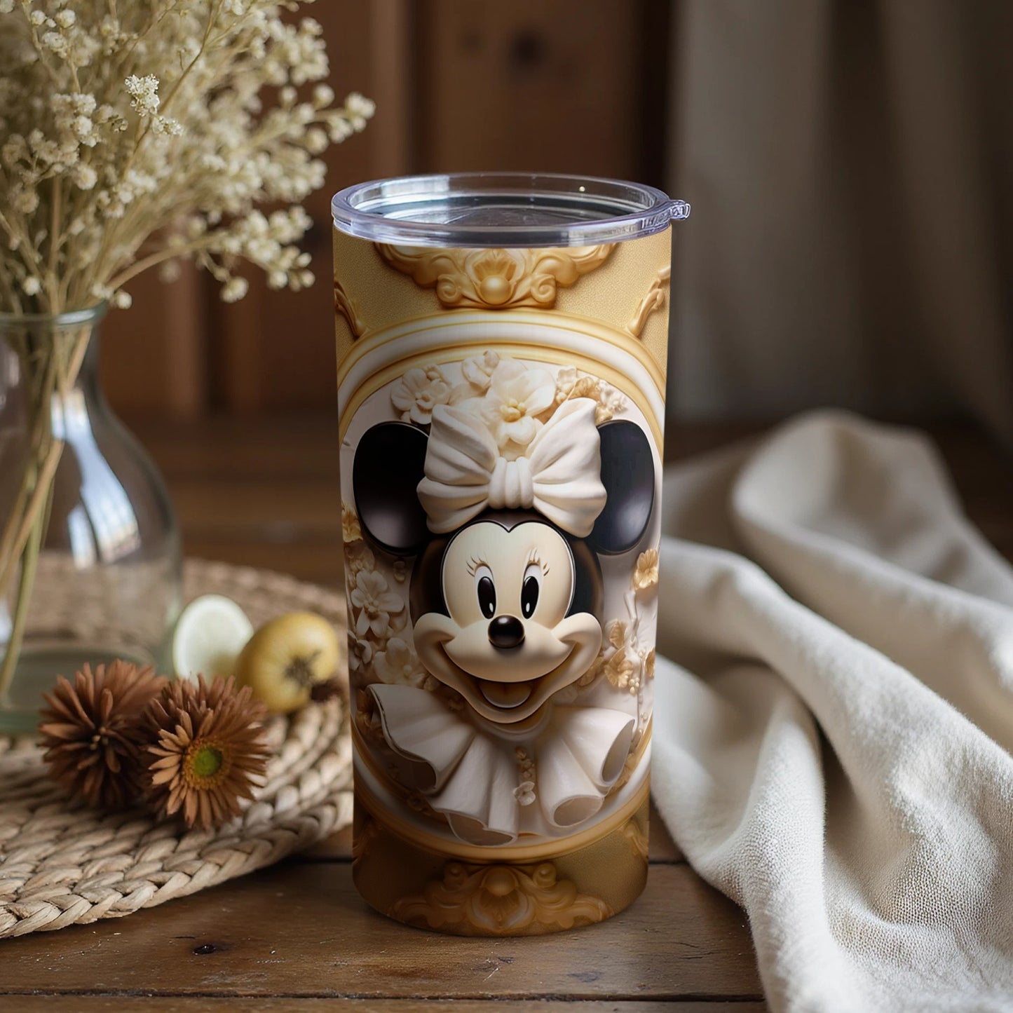 Colorful Decorative Minnie Mouse Themed Tumbler