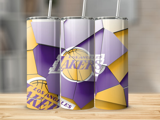 Los Angeles Lakers Shattered Pattern Art Design Tumblers