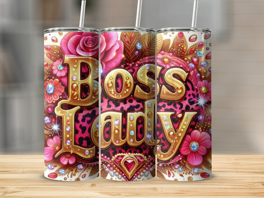Boss Lady Colorful Bling and Flower Design Tumbler