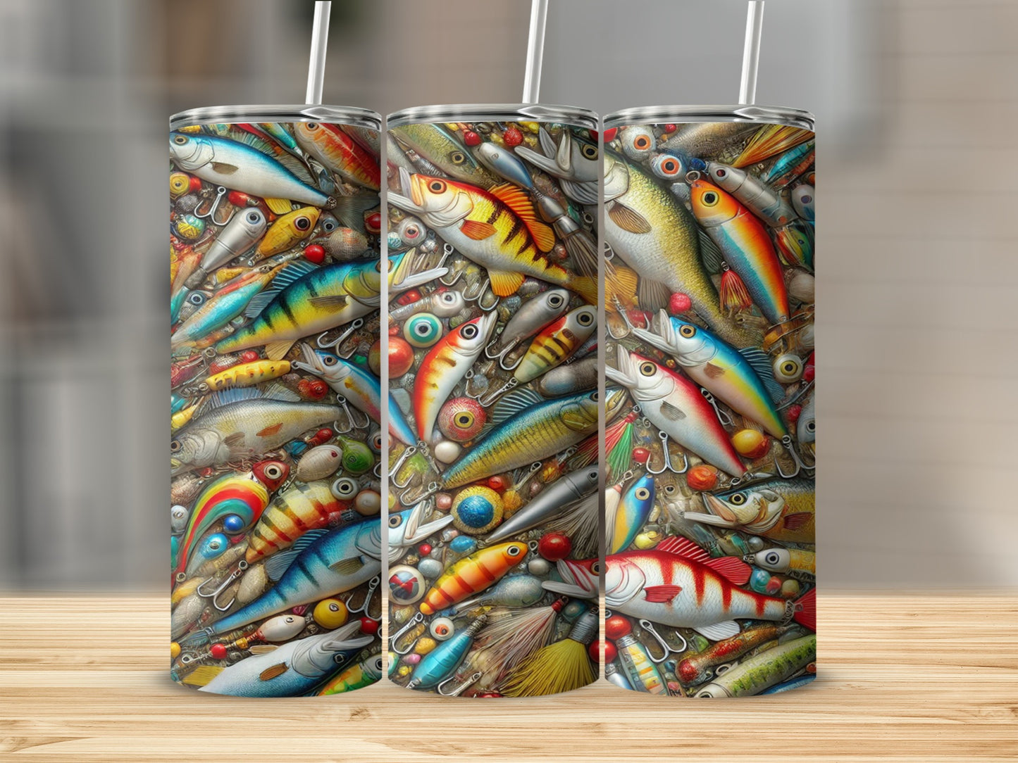 Colorful Fishing Lures Tumbler for Enthusiasts