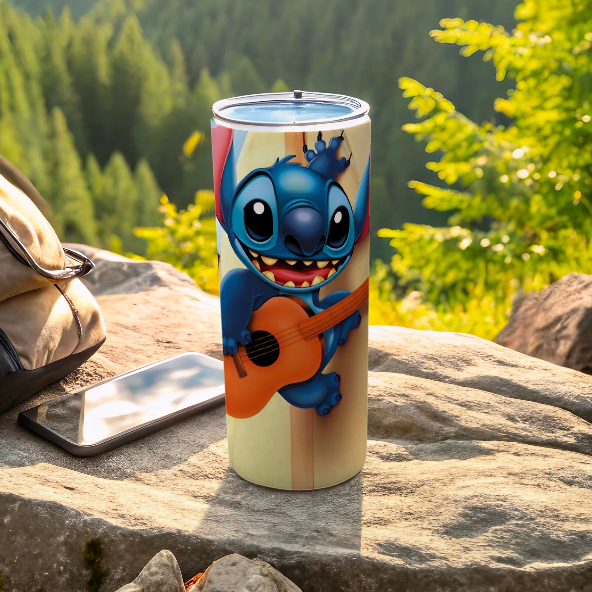 Cute Alien Playing Guitar Themed Travel Tumbler