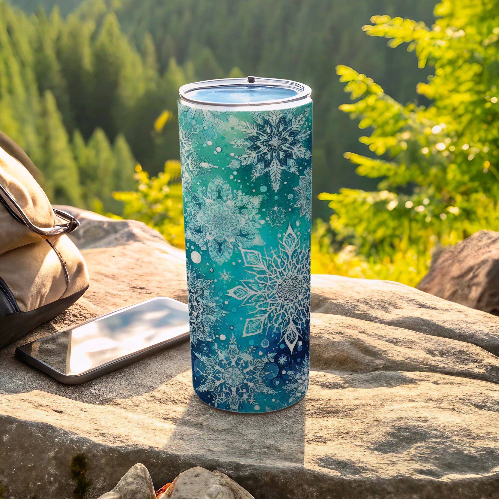 Blue Snowflake Design Insulated Travel Tumbler 20 oz