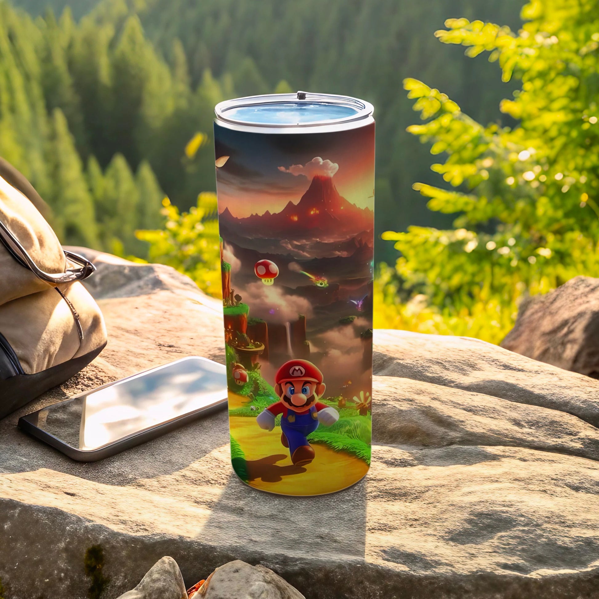 Vibrant Adventure Tumbler Featuring Iconic Game Artwork