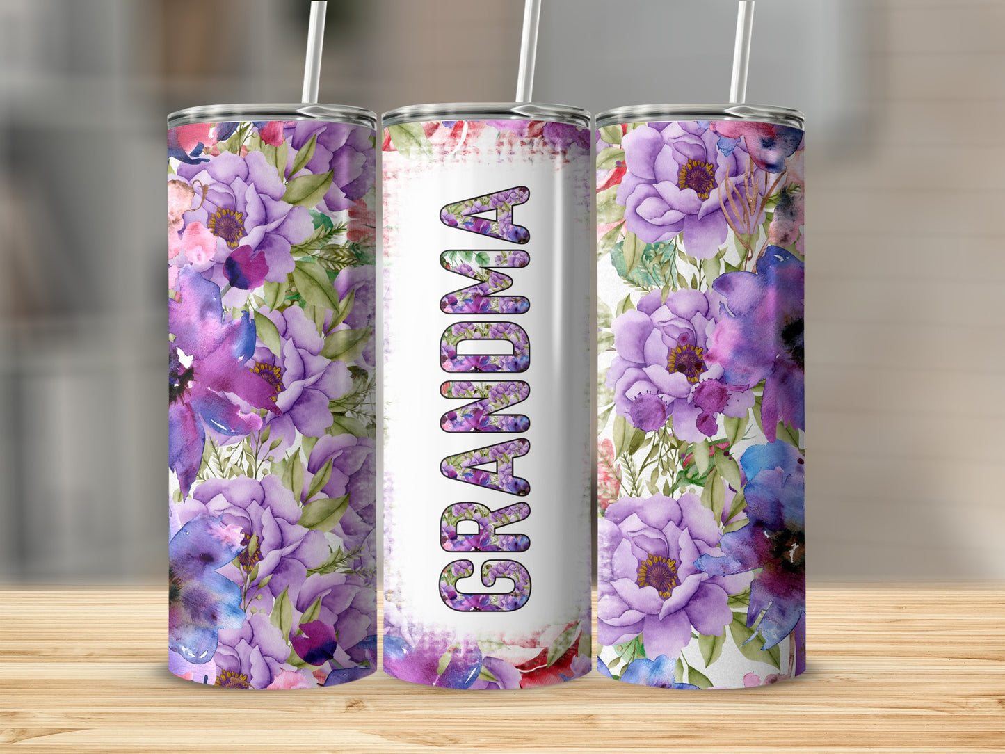 Grandma Purple Watercolor Floral Design Custom Gift product type
