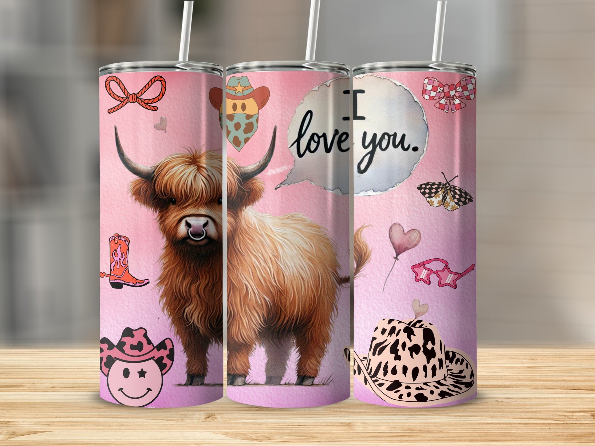 Cute Highland Cow I Love You Western Style Tumbler
