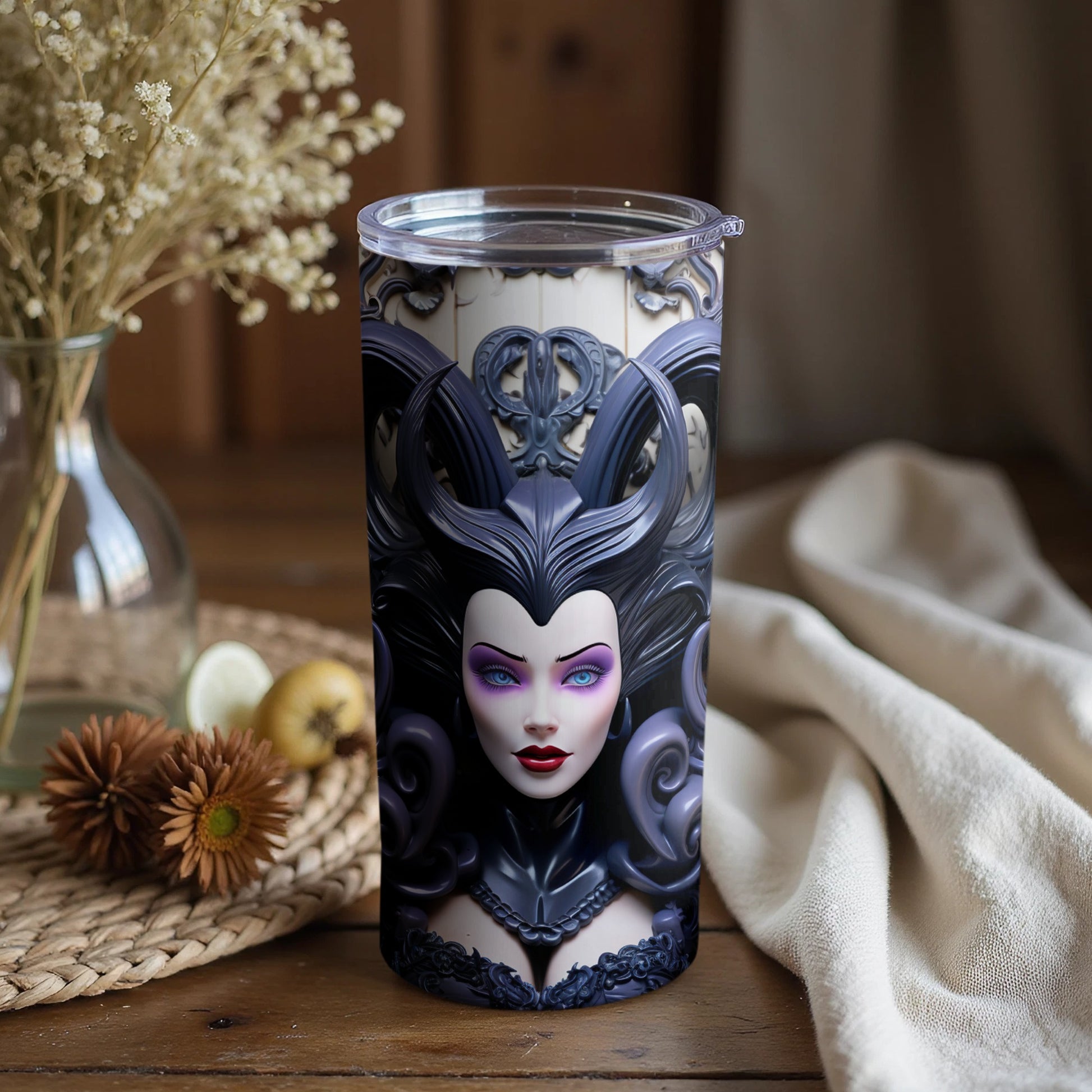 Gothic Art Elegant Lady Tumbler with Intricate Design