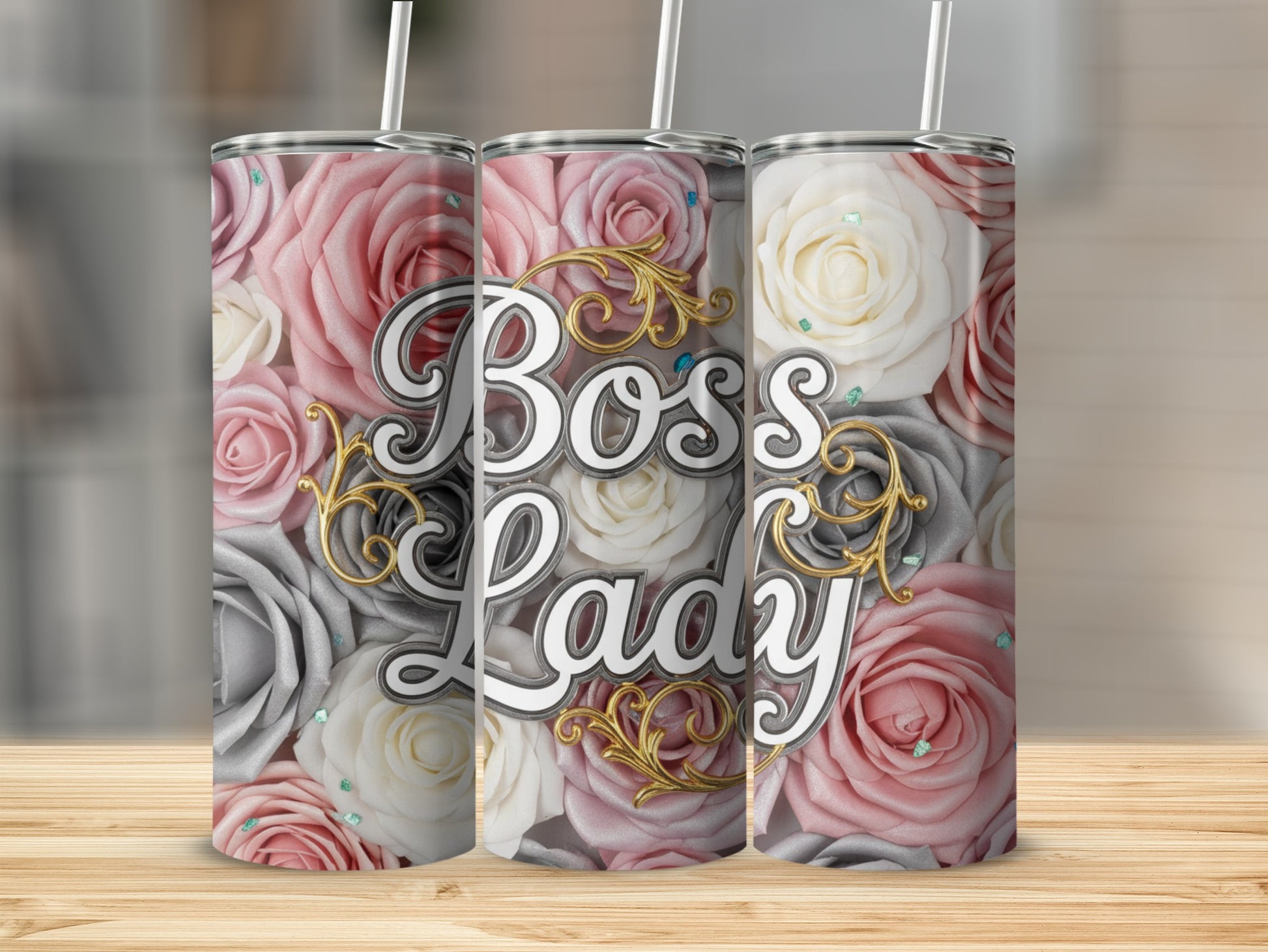 Elegant Boss Lady Floral Tumbler for Empowered Women
