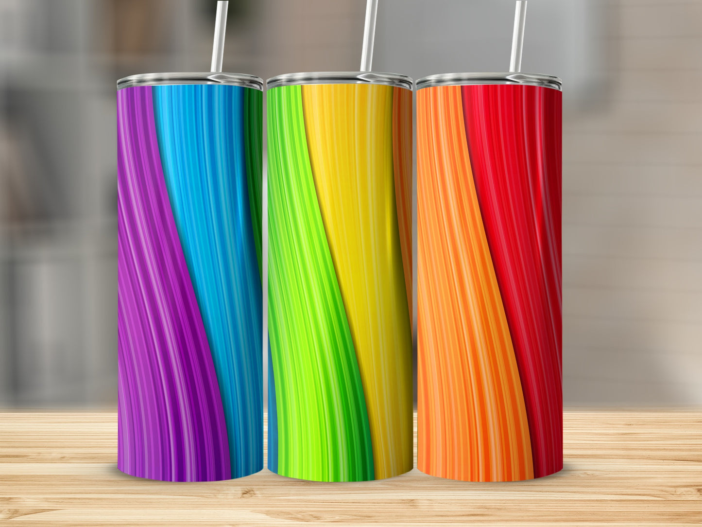 Rainbow Swirl Lines Abstract Background Image Tumblers