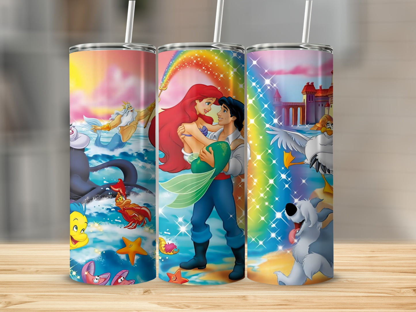 Enchanting Mermaid Prince and Sea Creatures Tumbler Cup