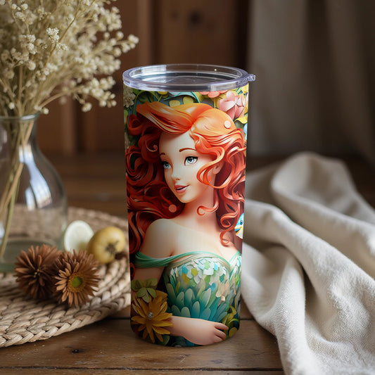 Vibrant Redhead Illustrated Floral Tumbler Product