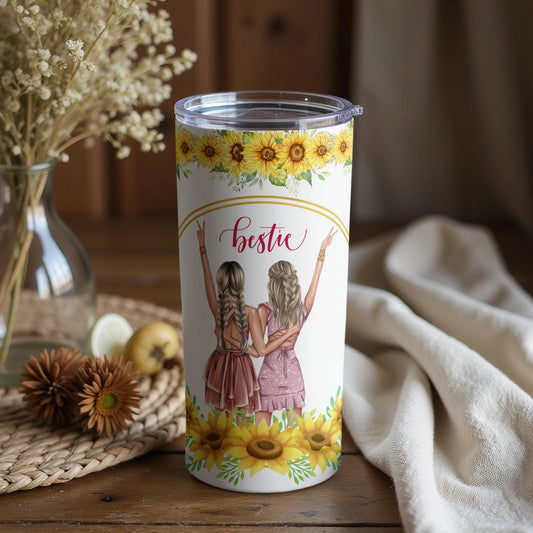 Bestie Sunflower Design Illustration Tumbler Cup Product