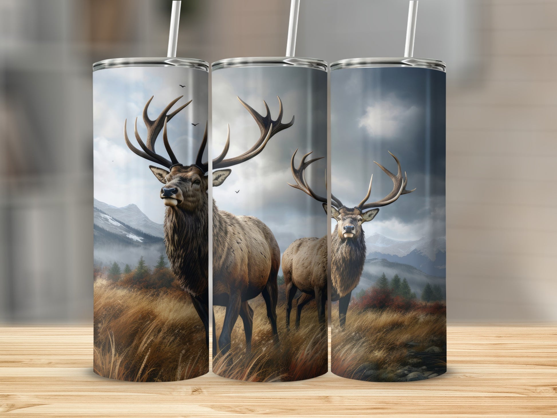 Majestic Elk Design in Scenic Nature Setting Tumbler