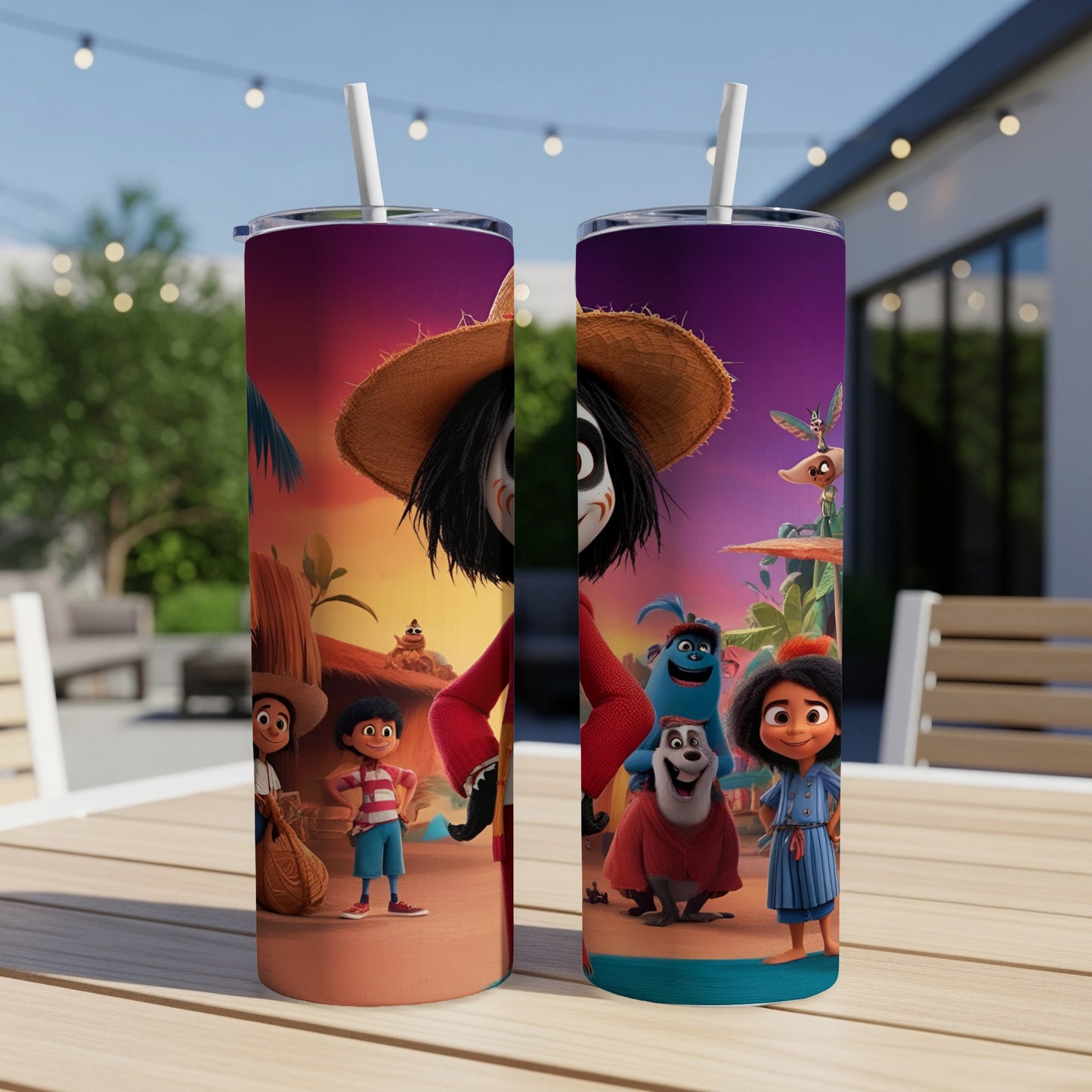 Two tumblers with cartoon characters from the movie *Encanto*.