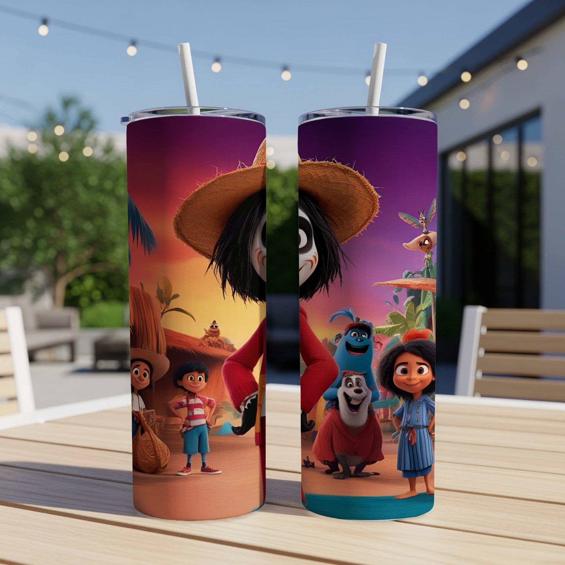 Two tumblers with cartoon characters from the movie *Encanto*.