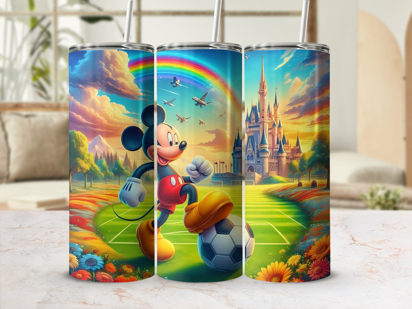 Soccer Mickey Mouse Castle Rainbow Tumbler