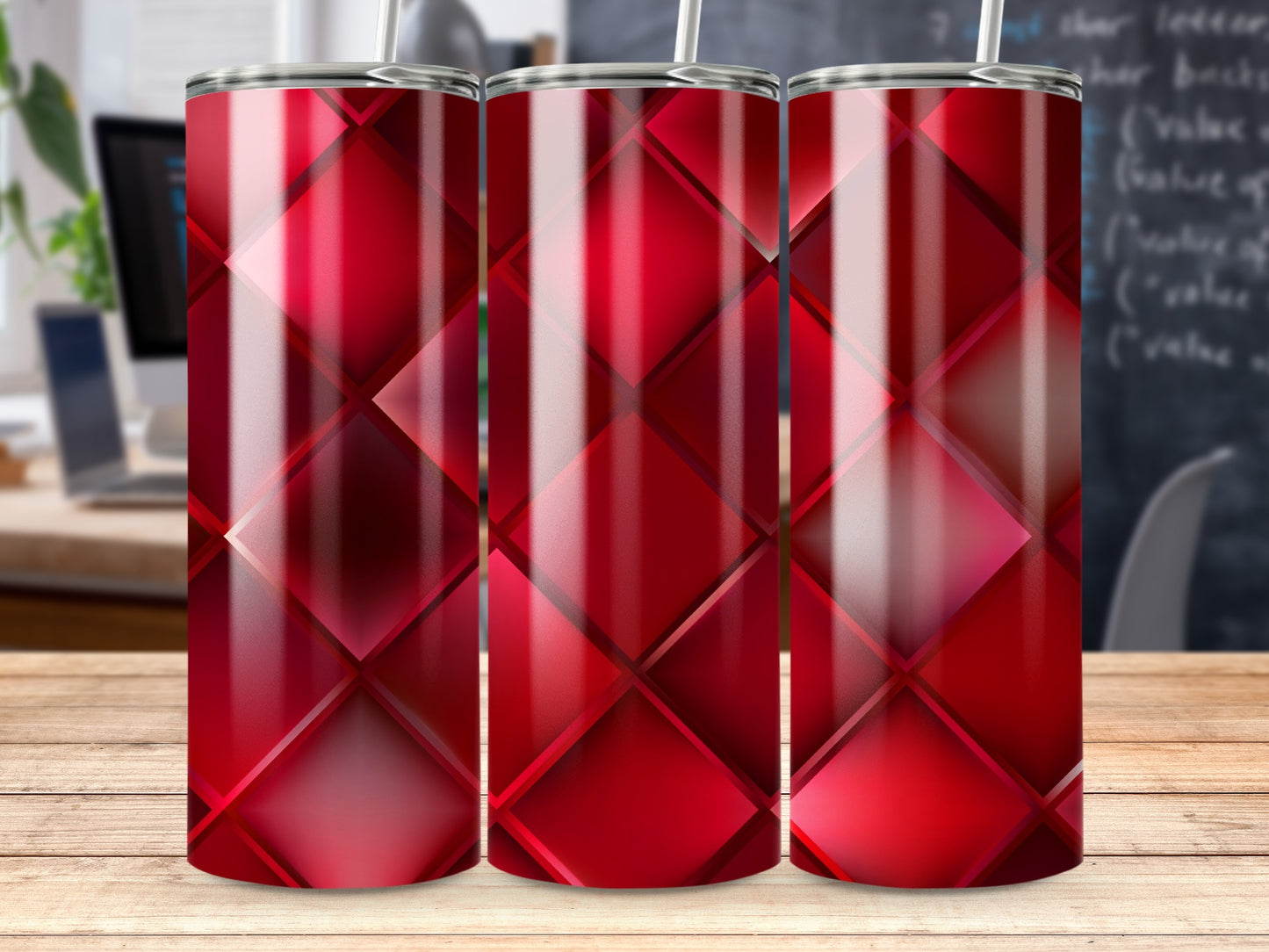 Red Square Pattern Ruby Shade Abstract Art Modern Tumblers