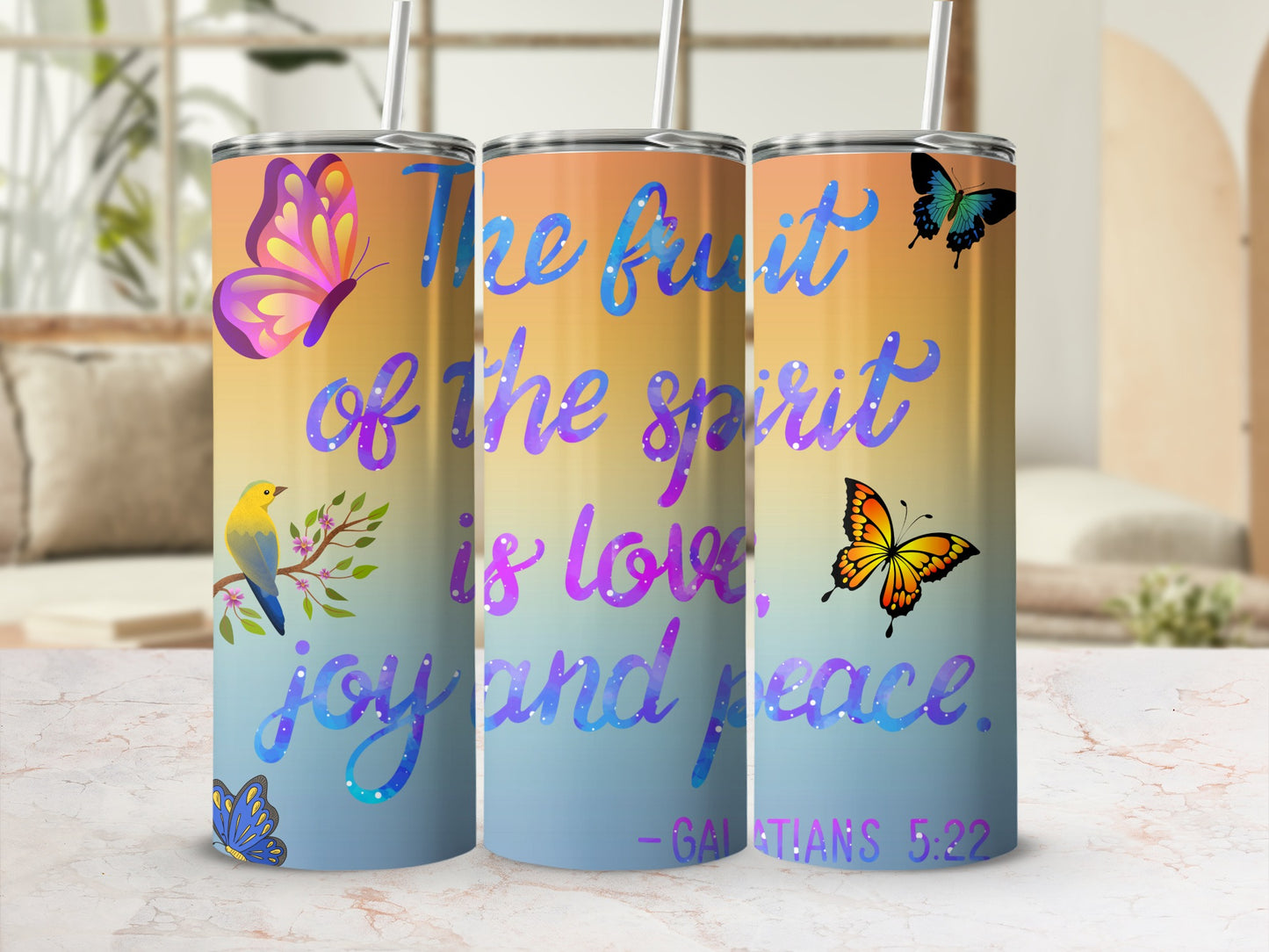 The Fruit of the Spirit is Love Joy and Peace Tumbler