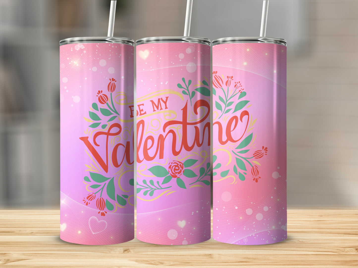 Be My Valentine Floral Design Tumbler