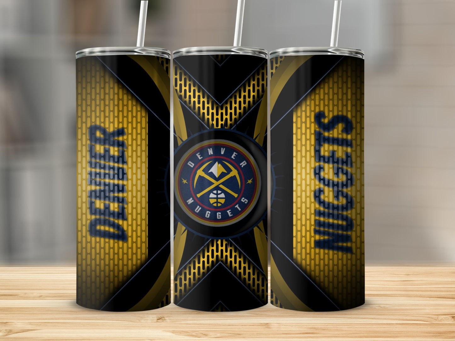 Denver Nuggets Team Logo Yellow Black Design Tumblers