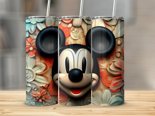 Disney Inspired Tumbler with Colorful Floral Accents