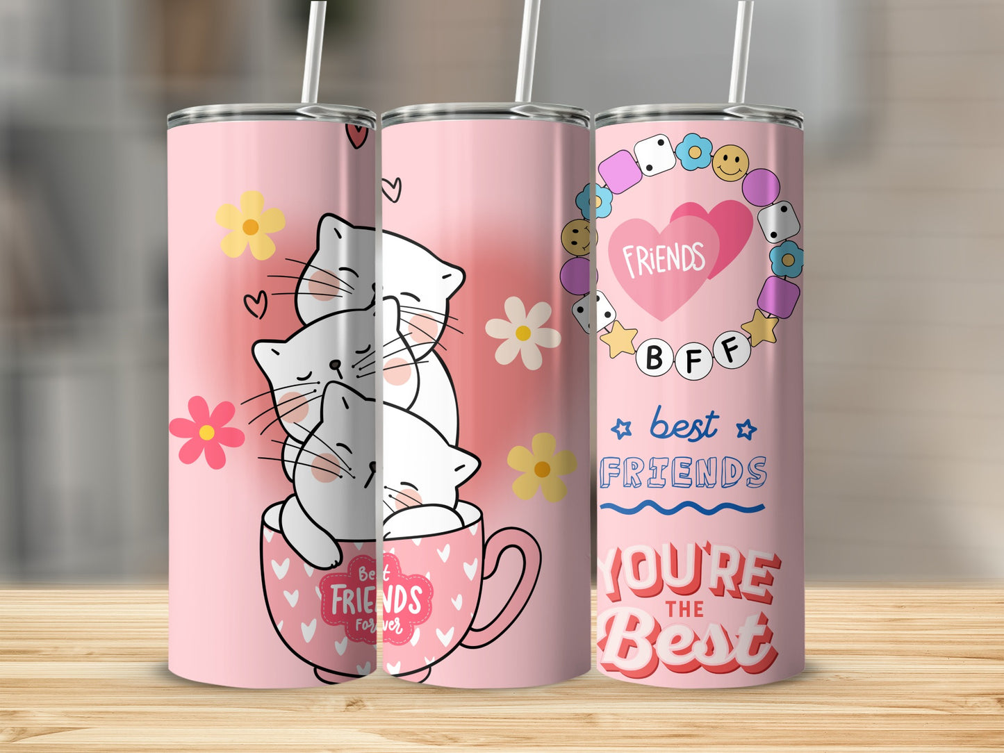 Cute Cartoon Cats Best Friends Forever Tumblers