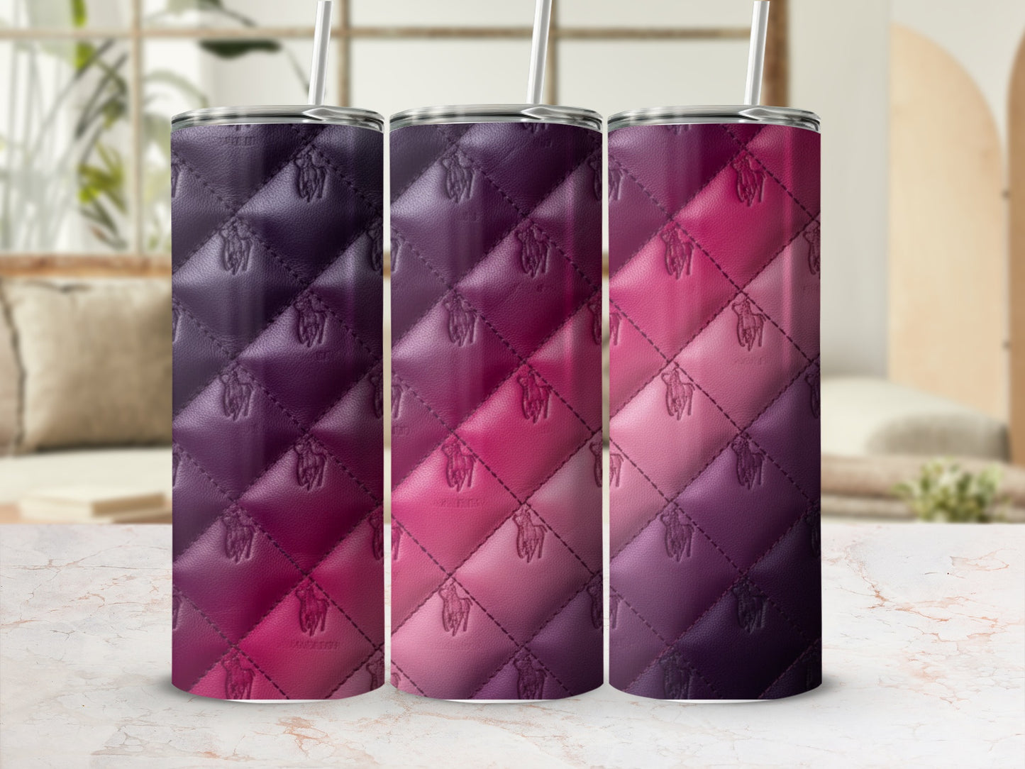 Elegant Gradient Horse Pattern Design on Tumblers