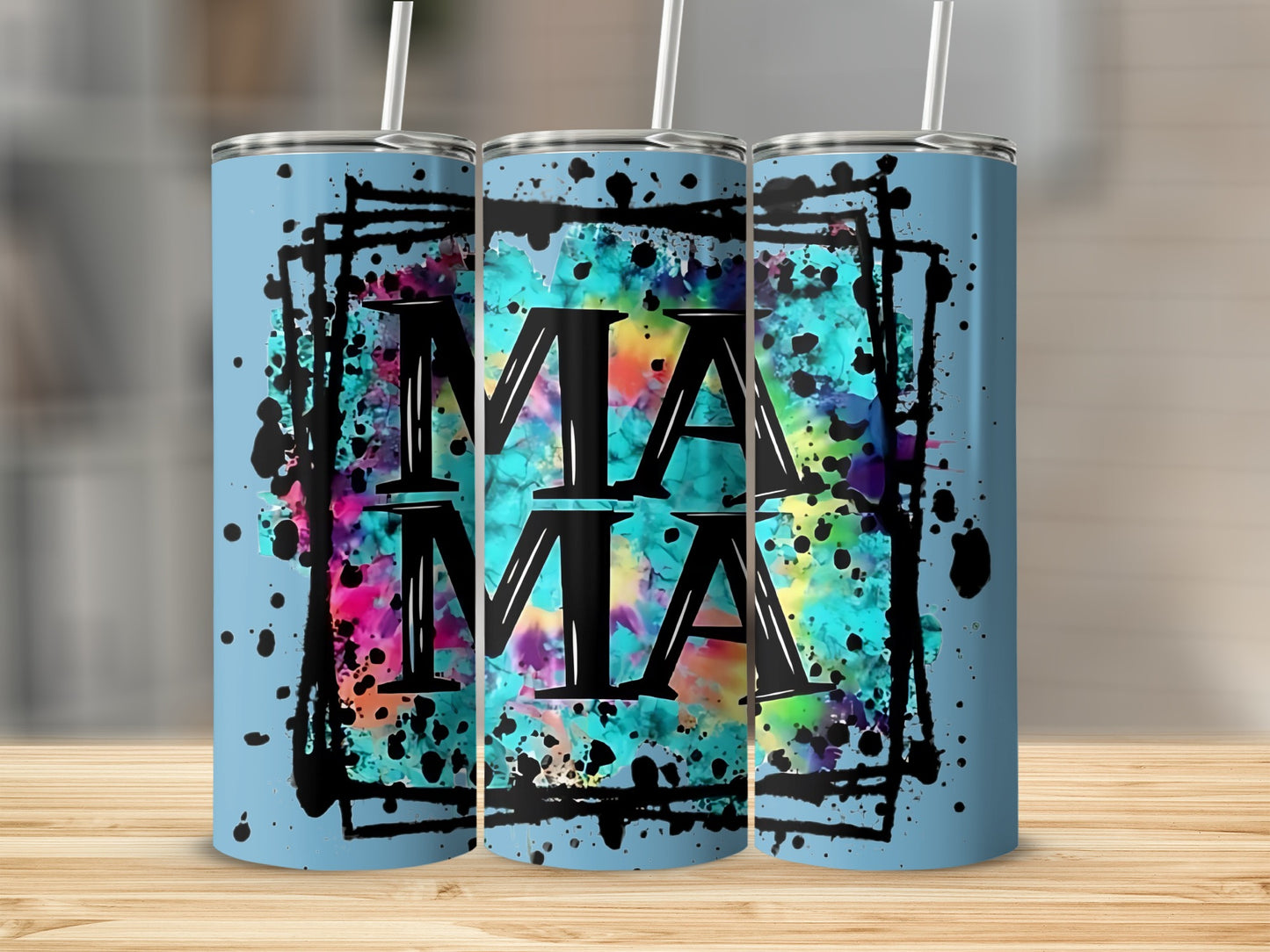 Color Splash MAMA Design Blue Tumbler Product