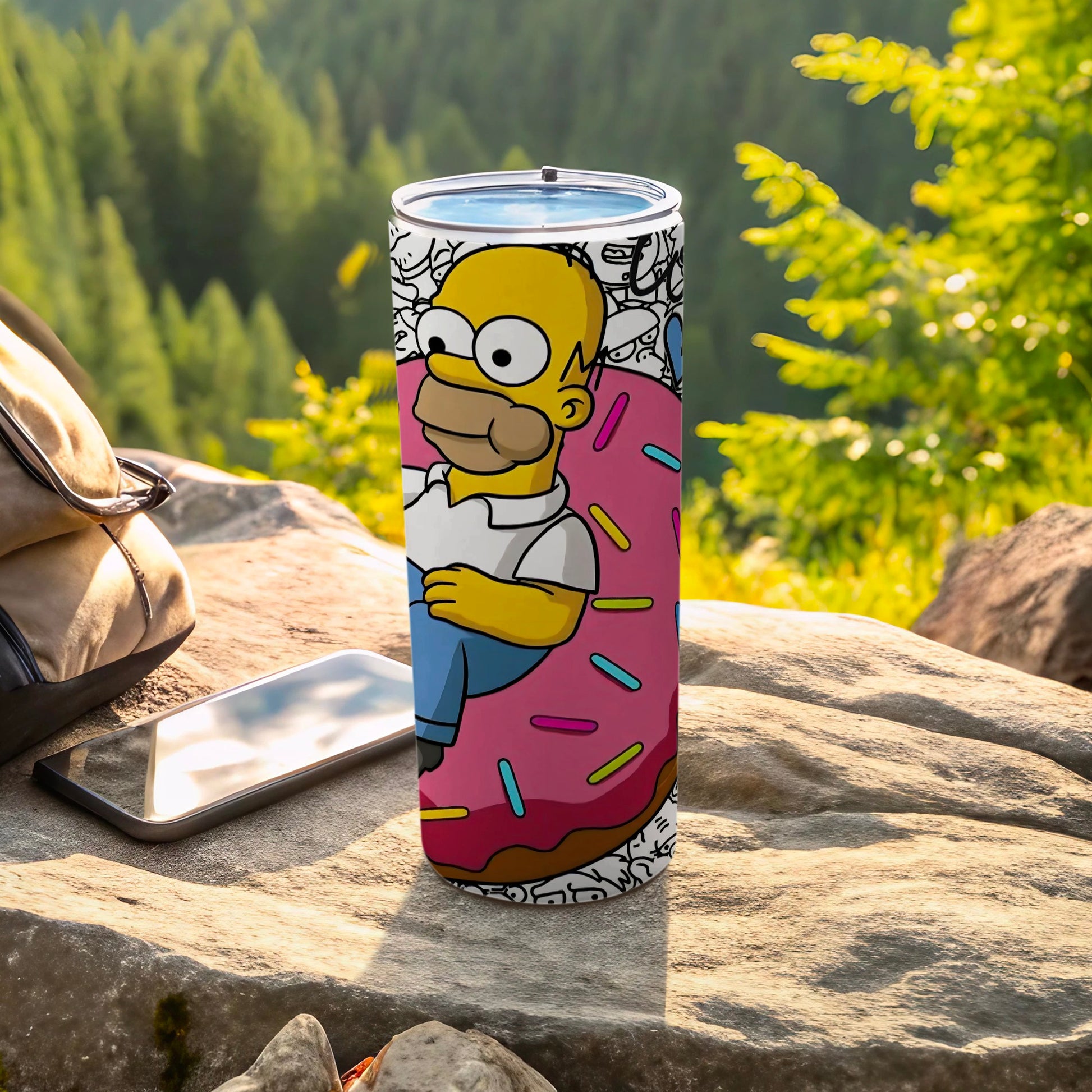 Colorful Homer Simpson Donut Graphic Insulated Tumbler