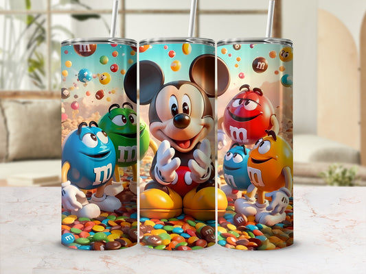 Cute Mickey Mouse and M&M Characters Tumbler Cup