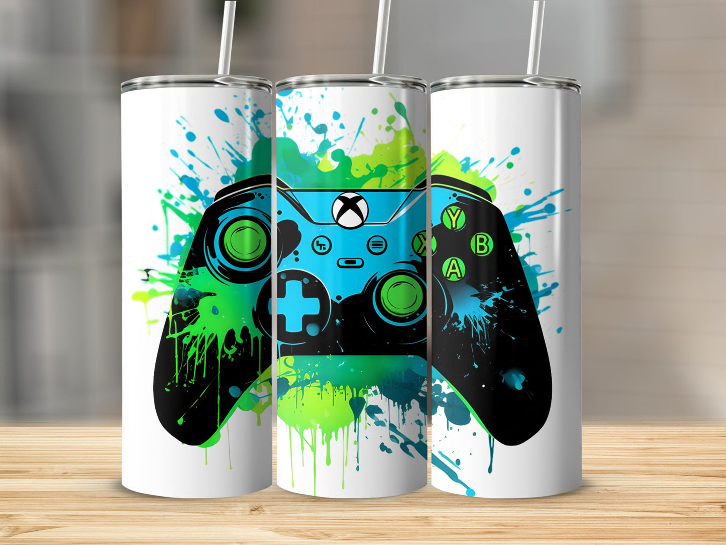 Colorful Gaming Controller Design on Drink Tumblers