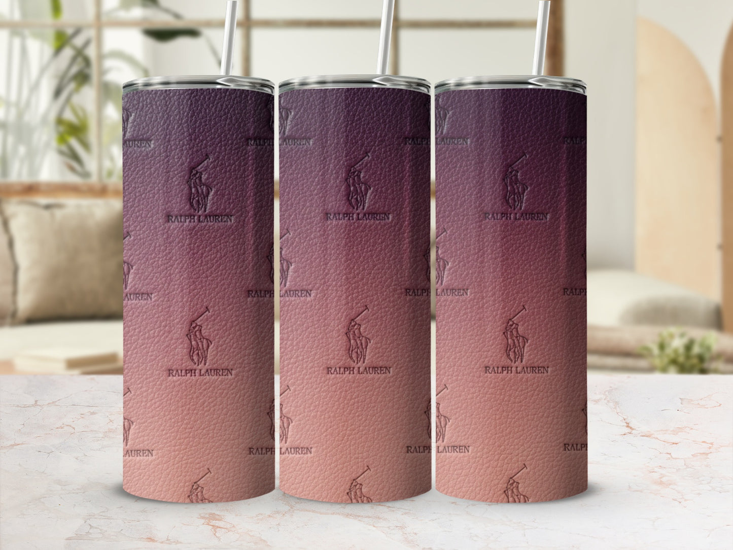 Ralph Lauren Brand Purple and Peach Gradient Tumblers