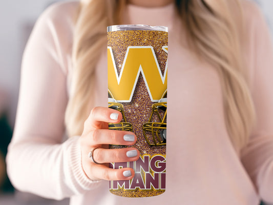 Washington Commanders Helmets Design In Gold Tumblers